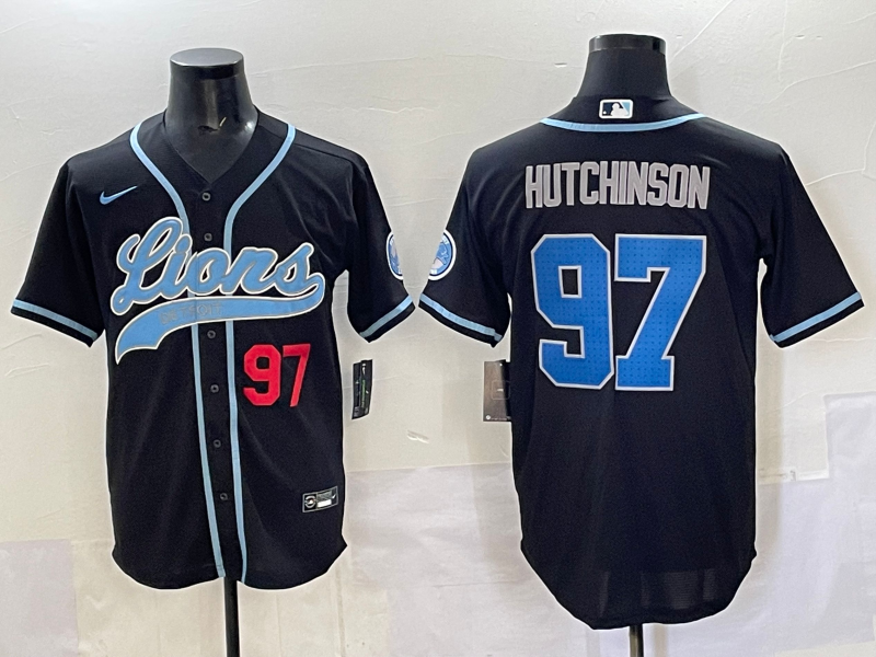 Men 2025 Detroit Lions #97 Hutchinson Black joint name 2025 Nike Limited NFL Jersey style 003